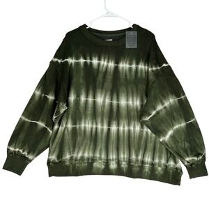 Like Love Green and White Oversized Tie Dyed Sweatshirts Women's Size Small NWOT